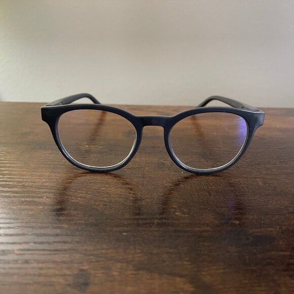 Black/Gray Round Eyeglass Frames Only Classic Retro Style Lightweight Plastic - Picture 1 of 10